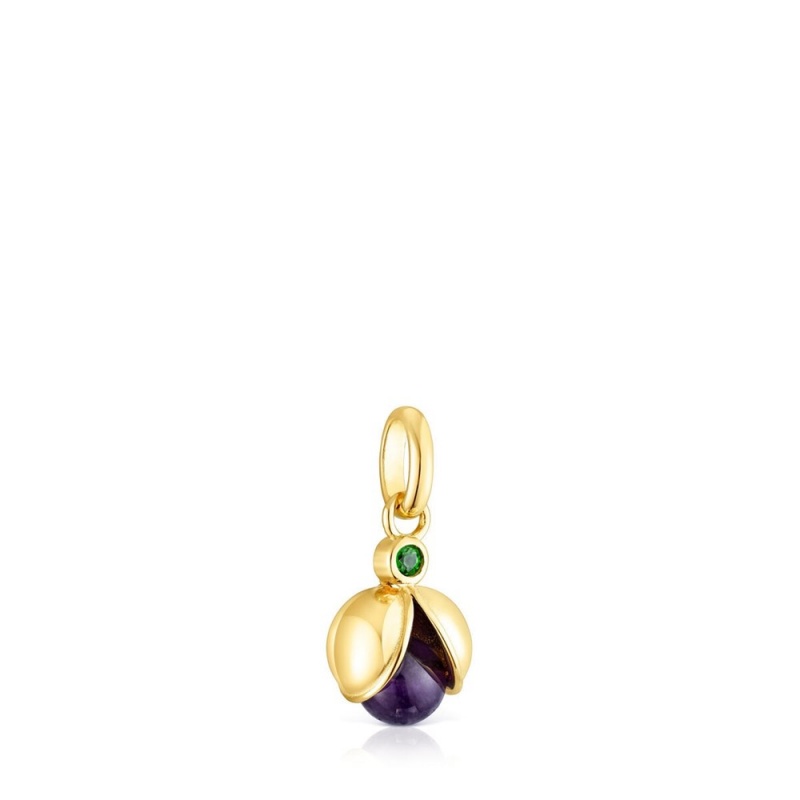 Collares TOUS vermeil Virtual Garden Pendant with amethyst chrome diopside Mujer Plateados | 7193DMWHJ