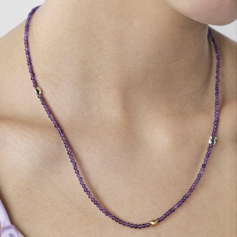 Collares TOUS vermeil amethyst Joy Bits necklace Mujer Plateados | 0963FAMOT