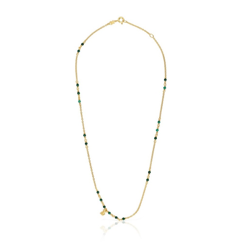 Collares TOUS vermeil malachite Bold Bear Mujer Plateados | 3864WDXYN