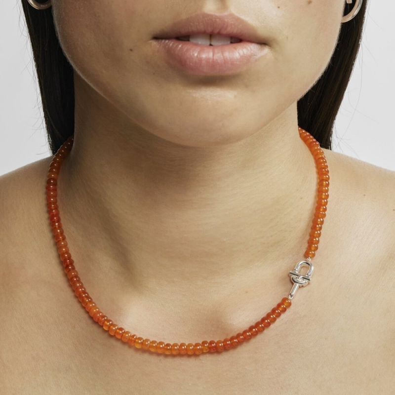 Collares TOUS with treated chalcedony MANIFESTO Mujer Plateados Naranjas | 6830UPNLC