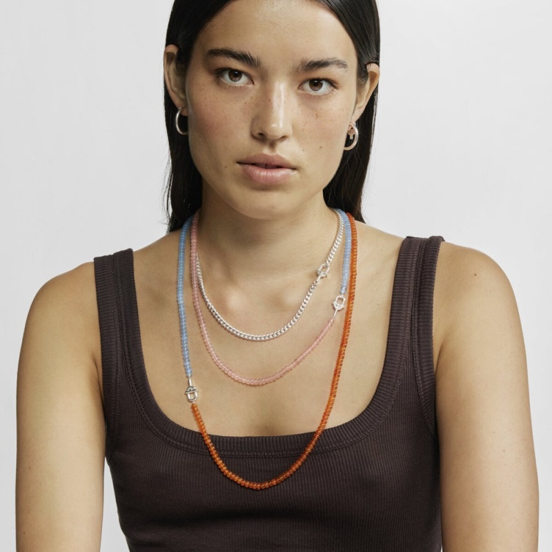 Collares TOUS with treated chalcedony MANIFESTO Mujer Plateados Naranjas | 6830UPNLC