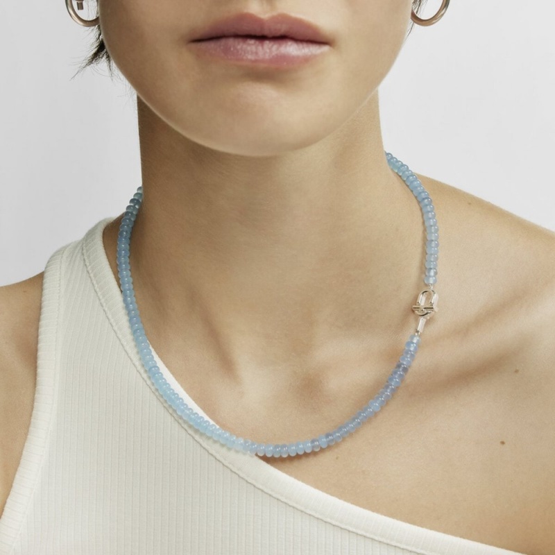 Collares TOUS with treated chalcedony MANIFESTO Mujer Plateados Azules | 1237UPKNF