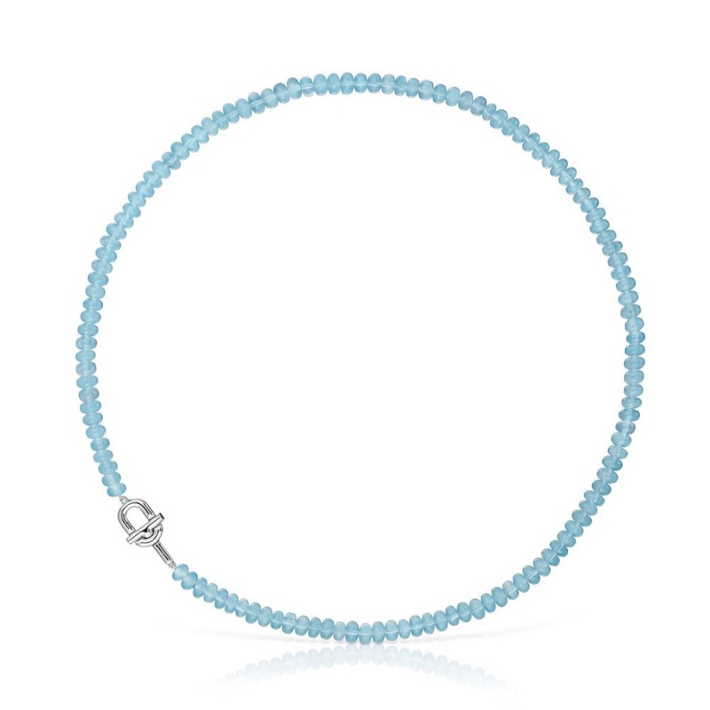 Collares TOUS with treated chalcedony MANIFESTO Mujer Plateados Azules | 1237UPKNF