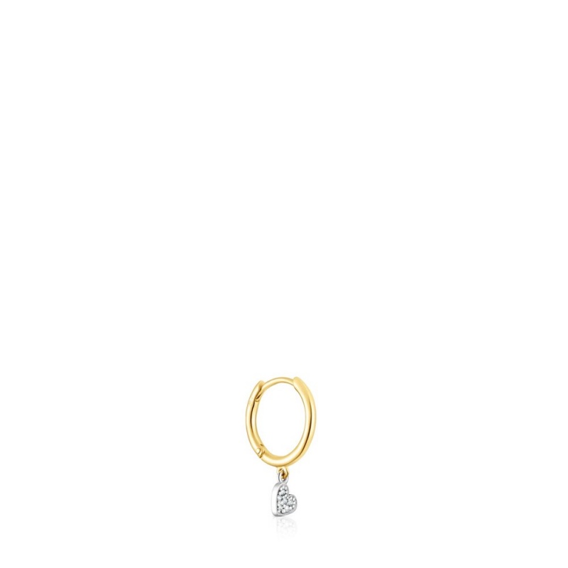 Pendientes TOUS Basics Hoop earheart motif Mujer Dorados | 2459UXFNA