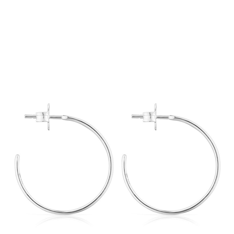 Pendientes TOUS Bear Row hoop with bear silhouette Mujer Plateados | 8102DTXSM