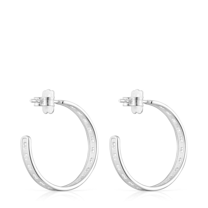 Pendientes TOUS Bear Row hoop with bear silhouette Mujer Plateados | 8102DTXSM