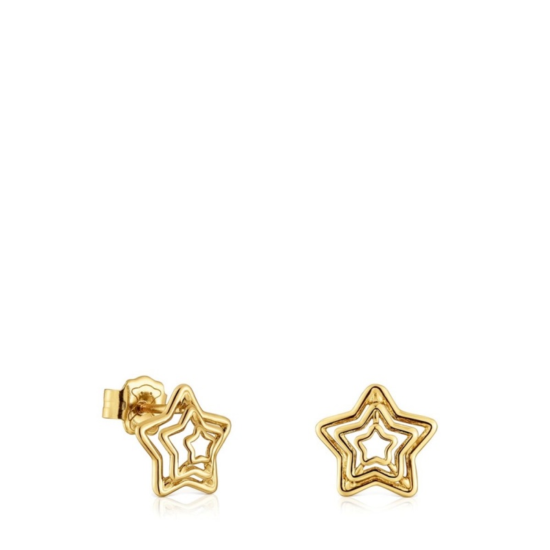 Pendientes TOUS Bickie star with 18 kt plating over Mujer Dorados Plateados | 5126BQETH