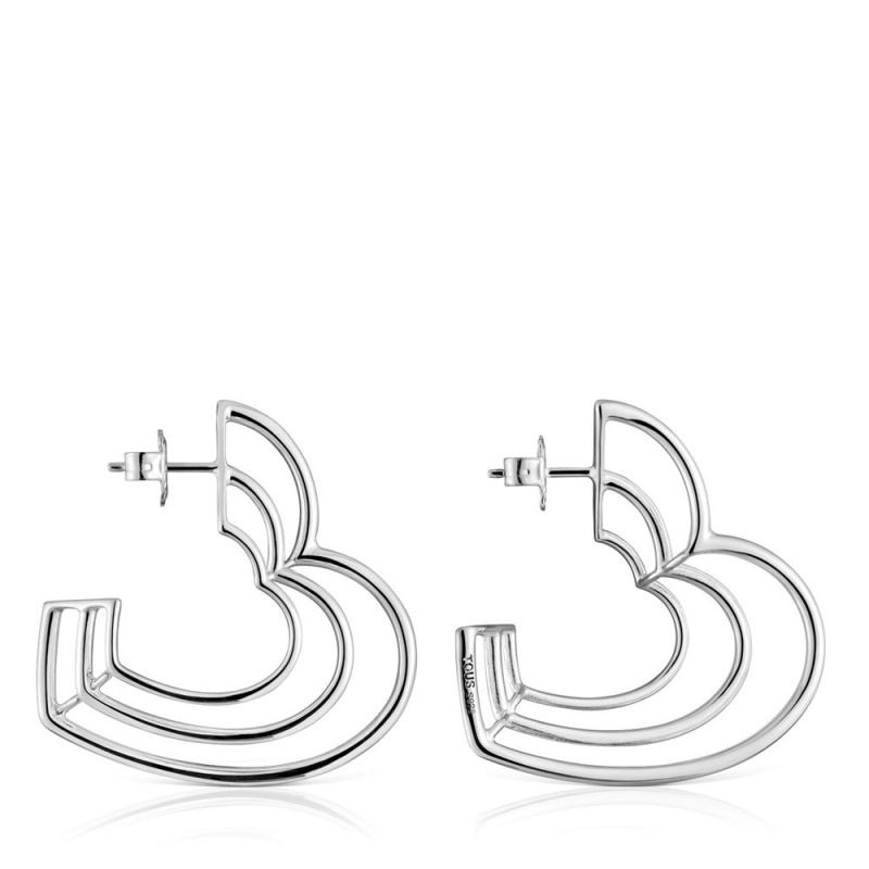 Pendientes TOUS Bickie triple heart EPendientes Mujer Plateados | 7428VFENI