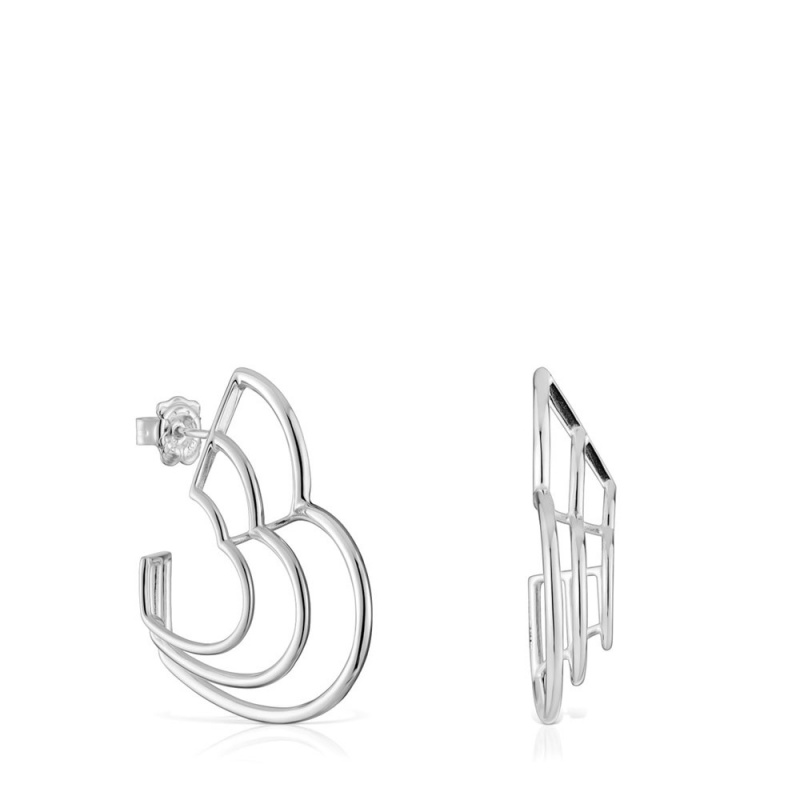 Pendientes TOUS Bickie triple heart EPendientes Mujer Plateados | 7428VFENI