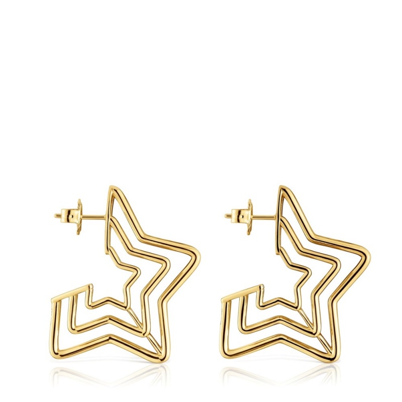 Pendientes TOUS Bickie triple star with 18 kt plating over Mujer Dorados Plateados | 1567KEHRA