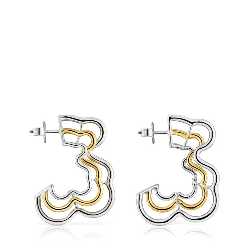 Pendientes TOUS Bickie two-tone triple bear Mujer Dorados | 0329TBNXI