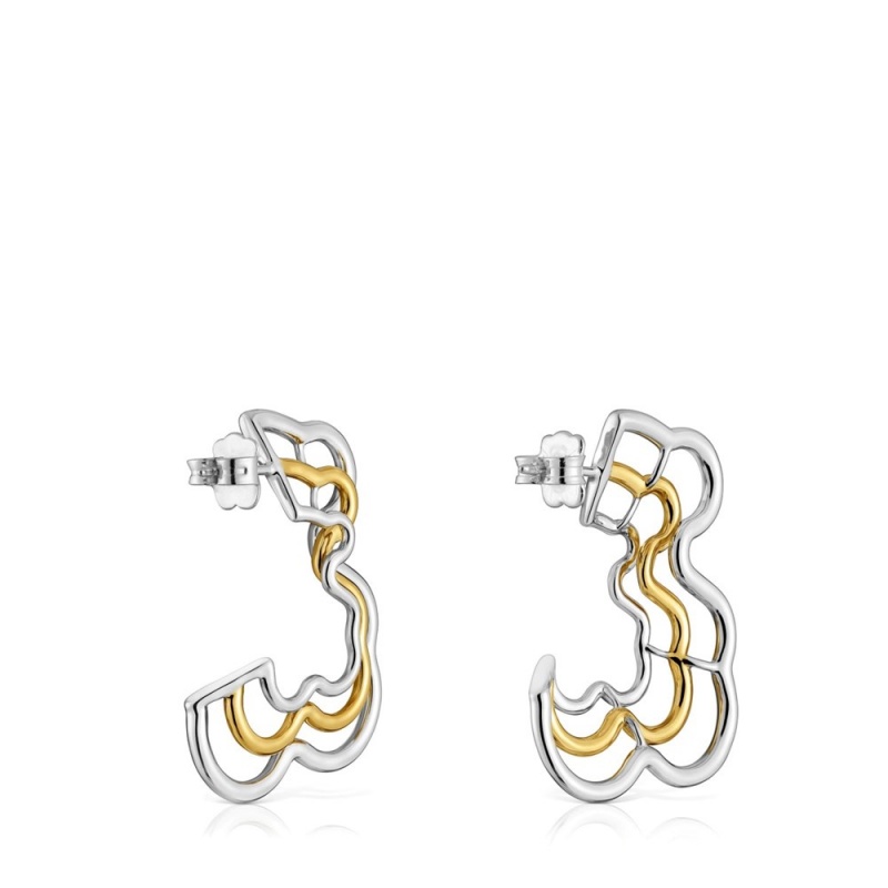 Pendientes TOUS Bickie two-tone triple bear Mujer Dorados | 0329TBNXI