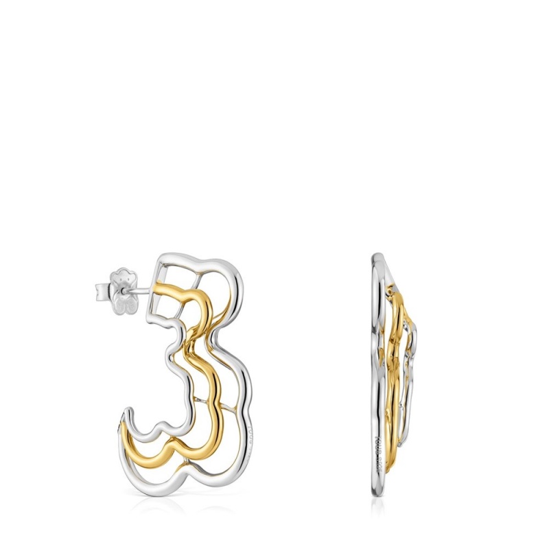 Pendientes TOUS Bickie two-tone triple bear Mujer Dorados | 0329TBNXI