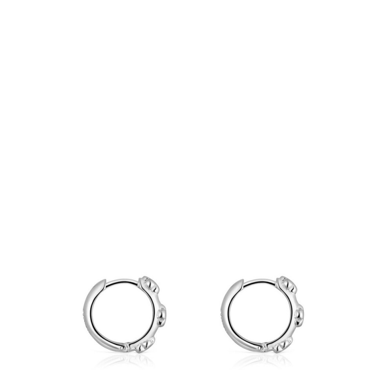 Pendientes TOUS Bold Motif flower motif Hoop Mujer Plateados Flores | 6273VQSKA