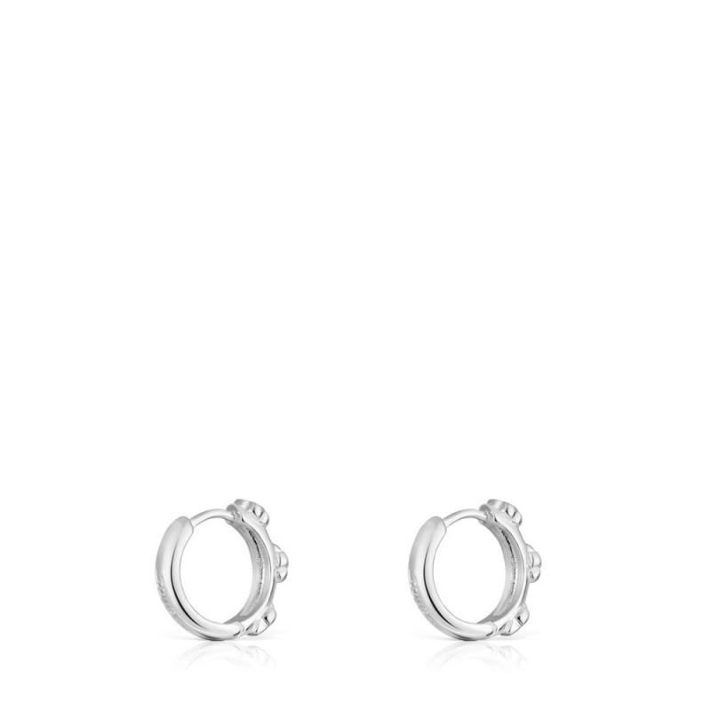 Pendientes TOUS Bold Motif flower motif Hoop Mujer Plateados Flores | 6273VQSKA