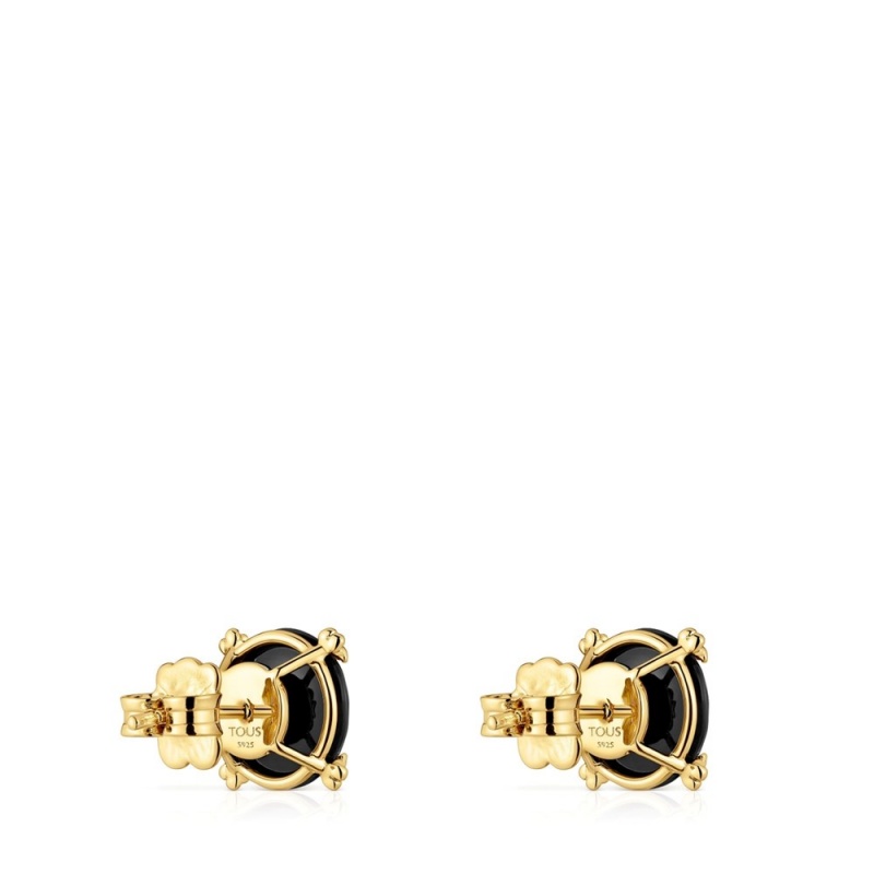 Pendientes TOUS Cachito Mío with 18 kt plating over onyx Mujer Dorados Plateados Negros | 7405BSRCG