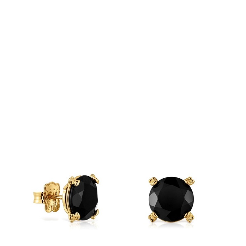 Pendientes TOUS Cachito Mío with 18 kt plating over onyx Mujer Dorados Plateados Negros | 7405BSRCG