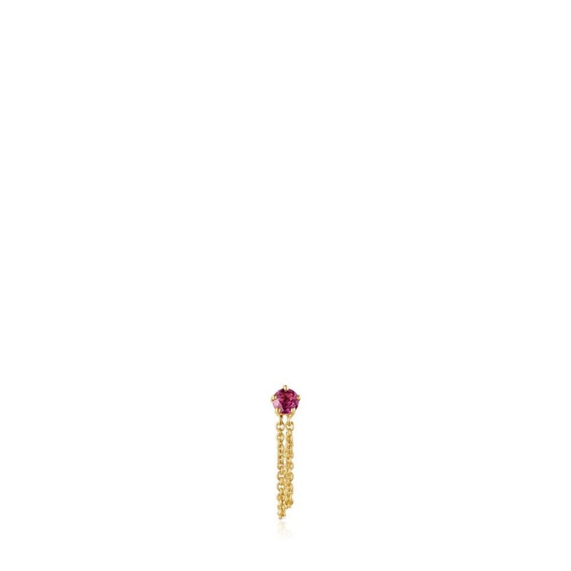 Pendientes TOUS Cool Joy 1/2 with double chain rhodolite Mujer Dorados | 5698MXBYD