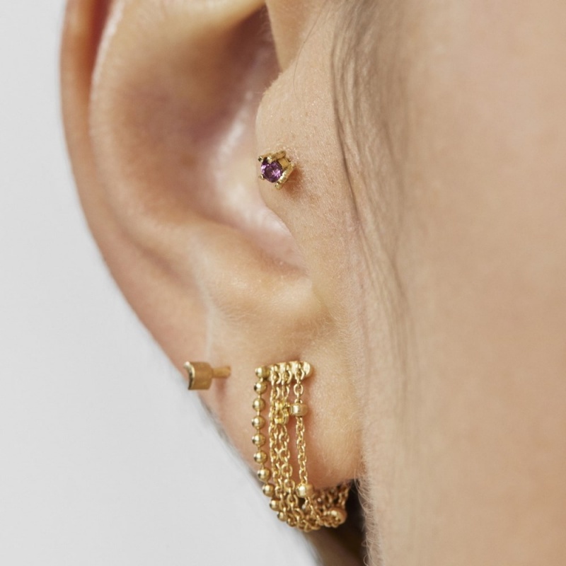 Pendientes TOUS Cool Joy Ear Pendientes with rhodolite Mujer Dorados | 5214PTFBE