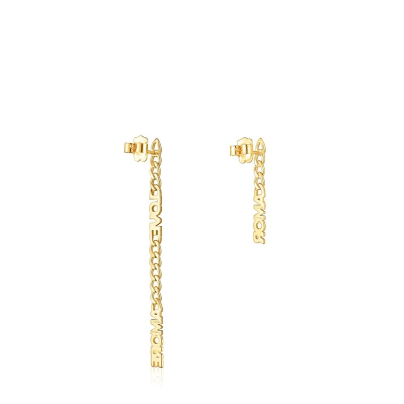 Pendientes TOUS Crossword Amor Chain Mujer Dorados | 5918DUTVS