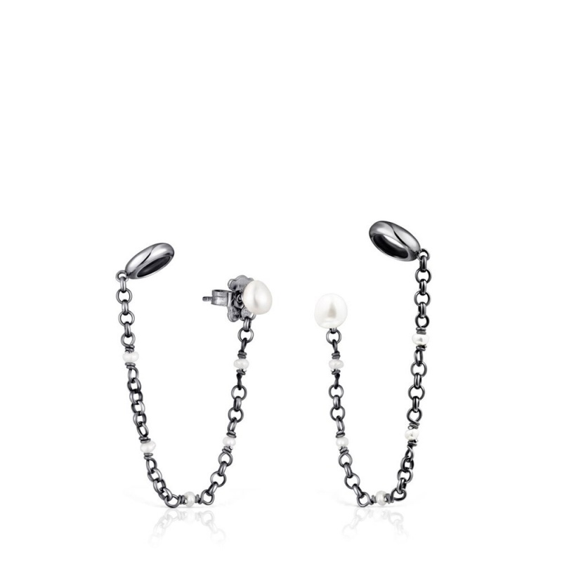 Pendientes TOUS Dark Virtual Garden for AirPods with cultured pearls Mujer Plateados Oscuro | 9417DUXWL