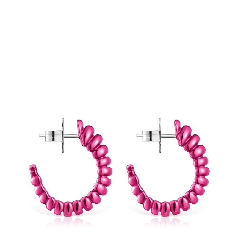 Pendientes TOUS Fuchsia Virtual Garden Mujer Fucsia Plateados | 4705CWNVF