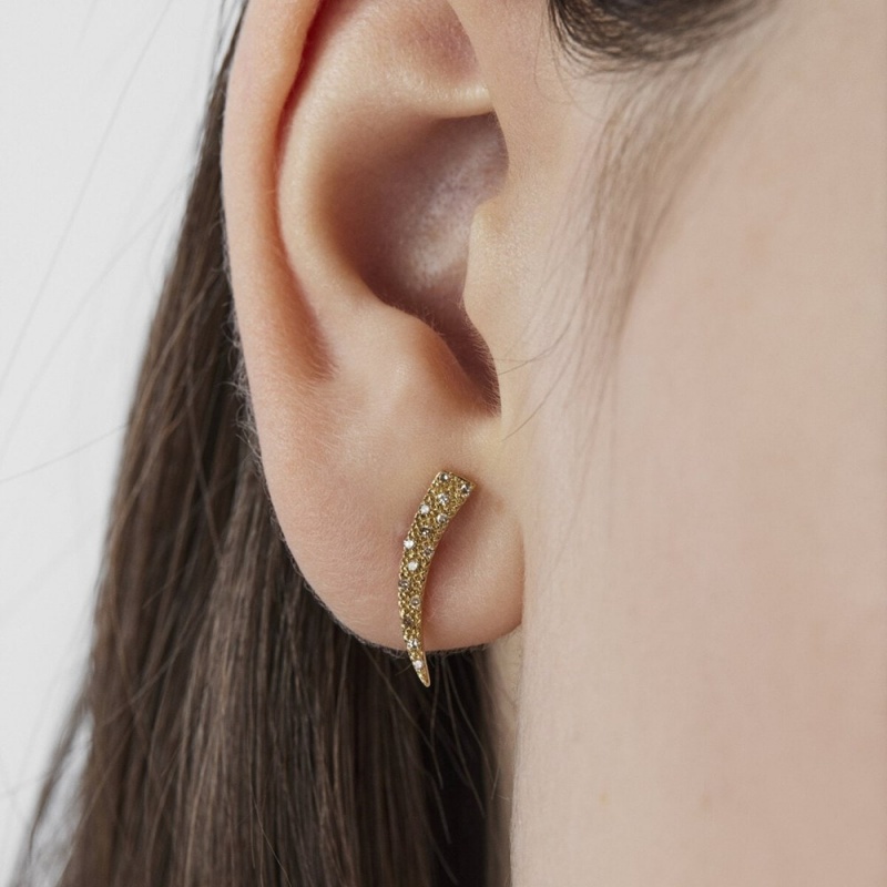 Pendientes TOUS Good Vibes cornucopia with Diamonds Mujer Dorados | 7945HJAIB