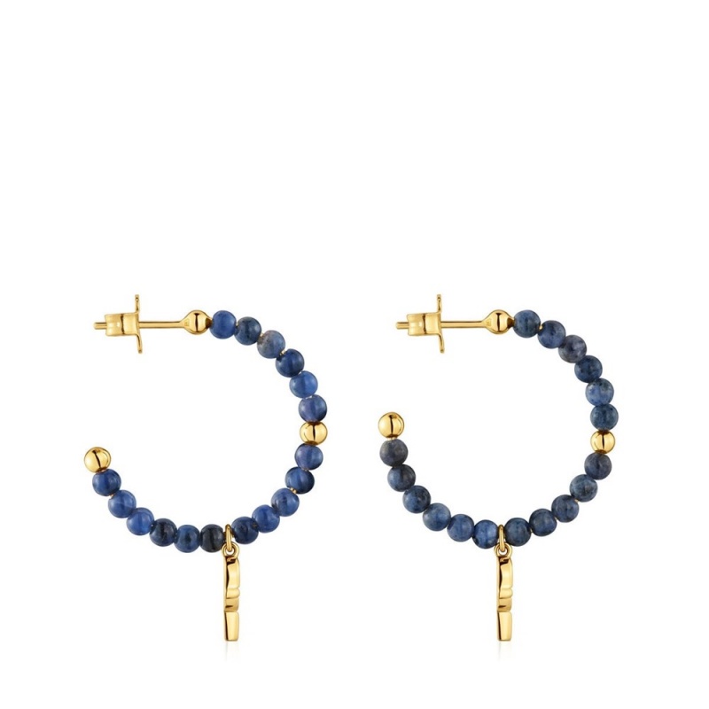 Pendientes TOUS Hoop with 18kt plating over sodalite MANIFESTO Mujer Dorados Plateados | 1342QDBFN