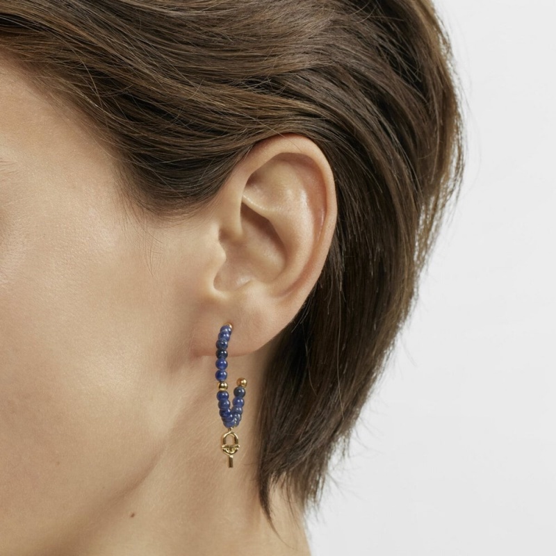 Pendientes TOUS Hoop with 18kt plating over sodalite MANIFESTO Mujer Dorados Plateados | 1342QDBFN