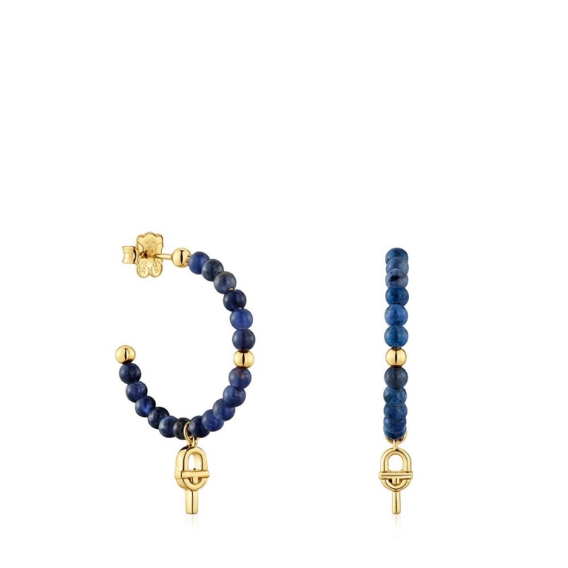 Pendientes TOUS Hoop with 18kt plating over sodalite MANIFESTO Mujer Dorados Plateados | 1342QDBFN