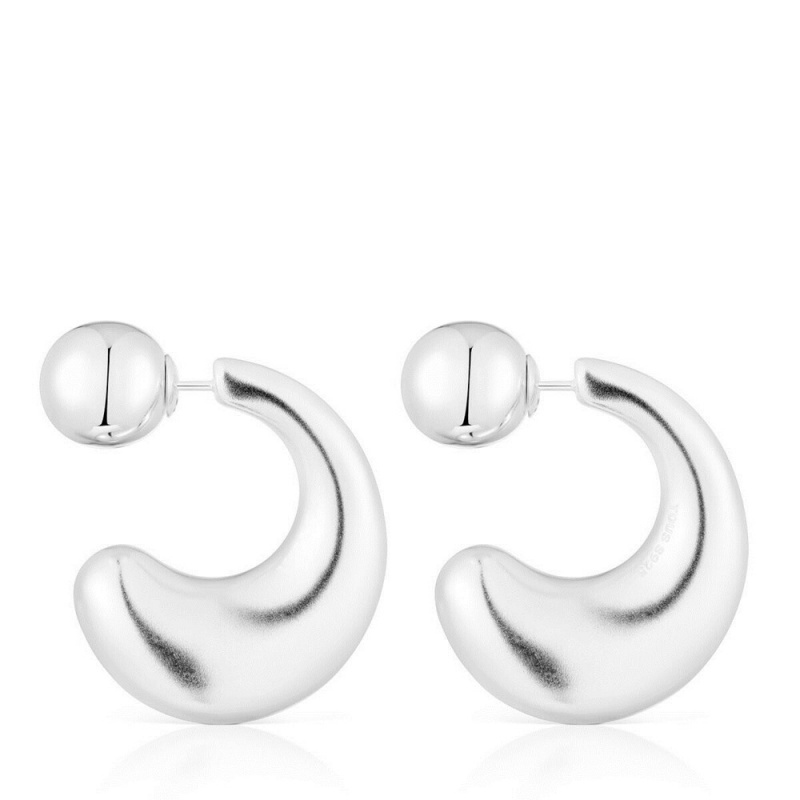 Pendientes TOUS Large Hoop Balloon Mujer Plateados | 6027ALSEU