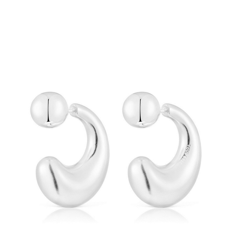 Pendientes TOUS Large Hoop Balloon Mujer Plateados | 6027ALSEU