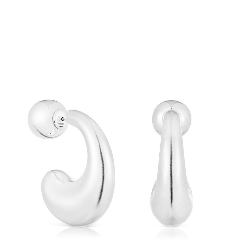 Pendientes TOUS Large Hoop Balloon Mujer Plateados | 6027ALSEU