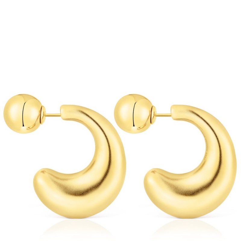 Pendientes TOUS Large vermeil Hoop Balloon Mujer Plateados | 8721IOCZX