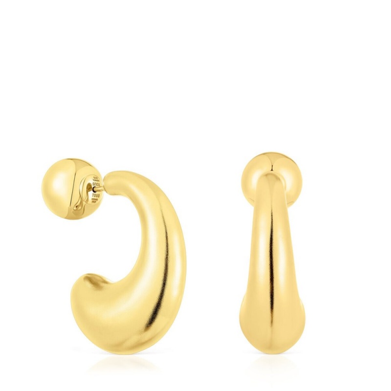 Pendientes TOUS Large vermeil Hoop Balloon Mujer Plateados | 8721IOCZX