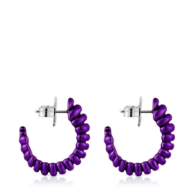 Pendientes TOUS Lilac Virtual Garden Mujer Morados Plateados | 1206GWTJF