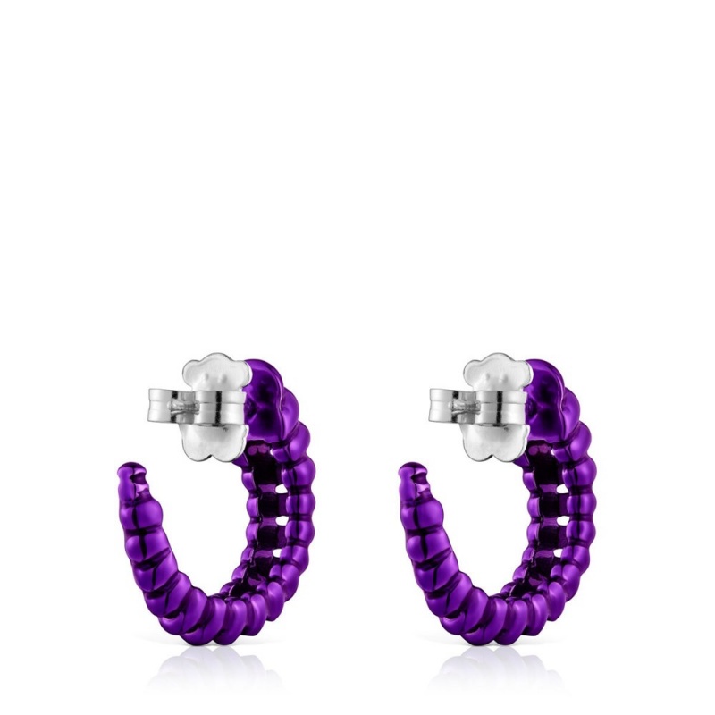 Pendientes TOUS Lilac Virtual Garden Mujer Morados Plateados | 1206GWTJF