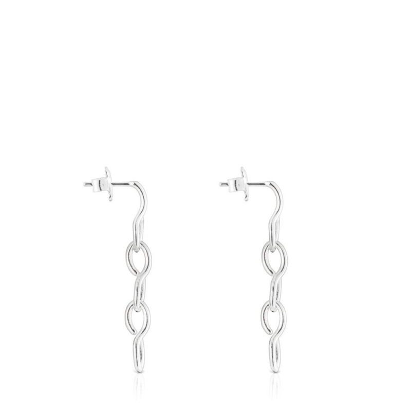 Pendientes TOUS Long Bent Mujer Plateados | 0479DLMHI