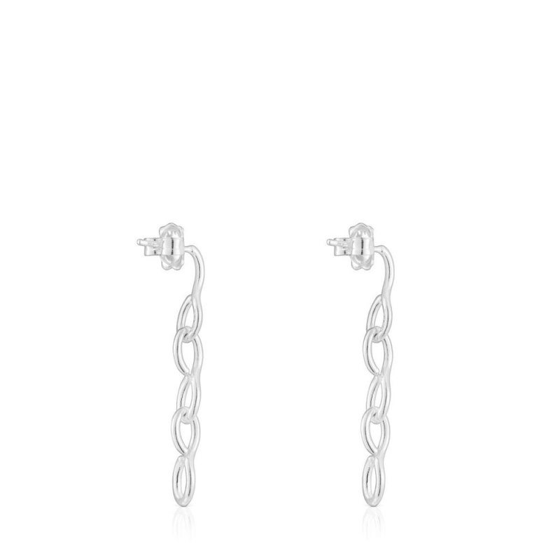 Pendientes TOUS Long Bent Mujer Plateados | 0479DLMHI