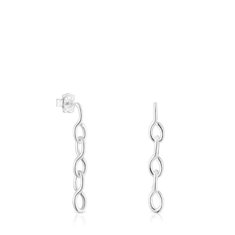 Pendientes TOUS Long Bent Mujer Plateados | 0479DLMHI