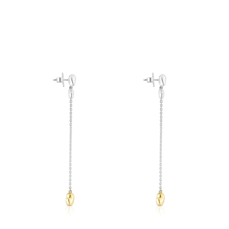 Pendientes TOUS Long two-tone Joy Bits Mujer Plateados | 2865AFJCS