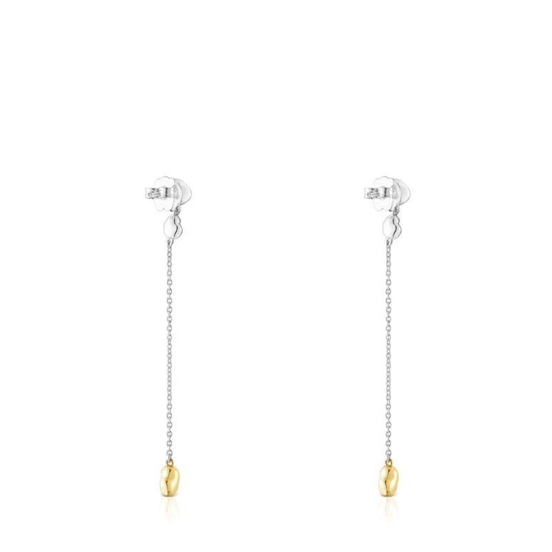 Pendientes TOUS Long two-tone Joy Bits Mujer Plateados | 2865AFJCS