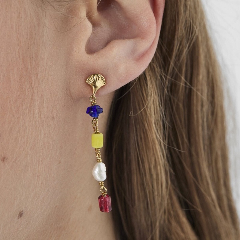 Pendientes TOUS Long vermeil Oceaan with multicolored glass Mujer Plateados | 1982UHKOC