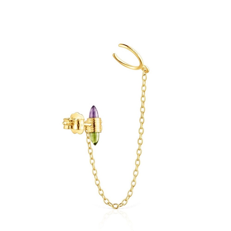 Pendientes TOUS Lure Chain earcuff with gemstones Mujer Dorados | 4751DKFEX