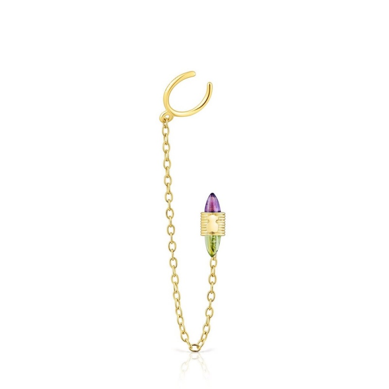 Pendientes TOUS Lure Chain earcuff with gemstones Mujer Dorados | 4751DKFEX