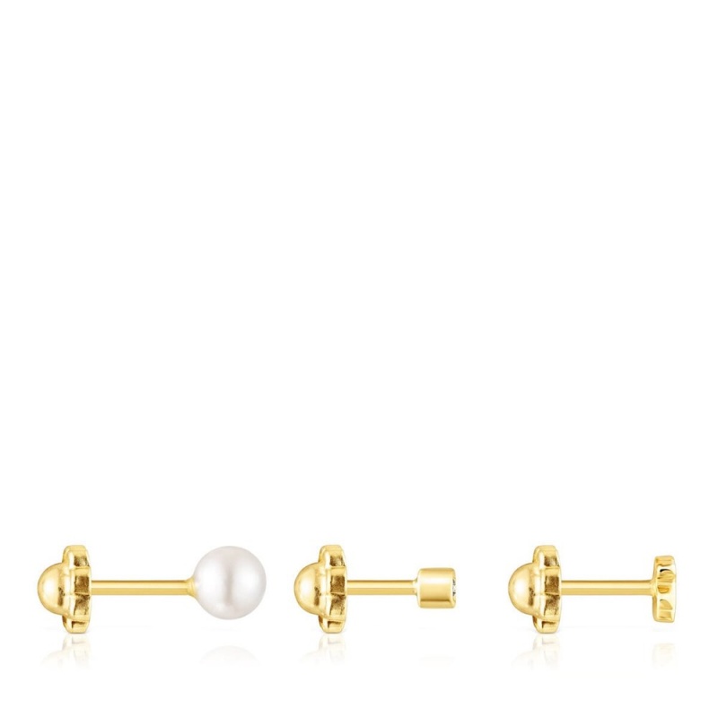 Pendientes TOUS Pack of Pearl ears with diamond pearl Mujer Dorados | 3601ULCAZ