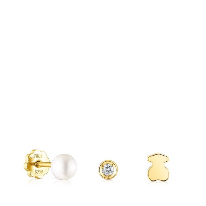 Pendientes TOUS Pack of Pearl ears with diamond pearl Mujer Dorados | 3601ULCAZ