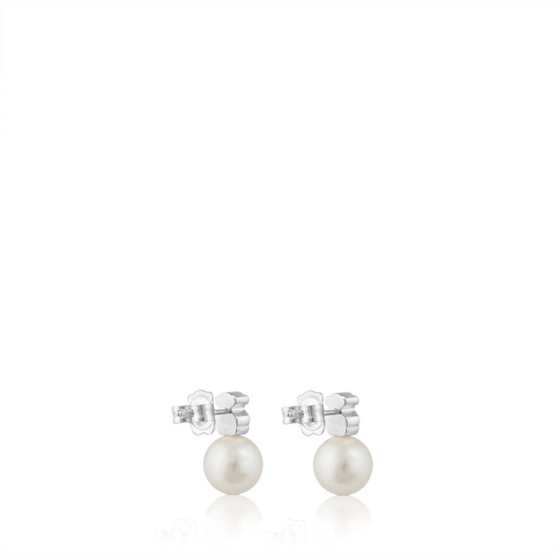 Pendientes TOUS Pearls Bear motif Sweet Dolls Mujer Plateados | 4682SXBVY