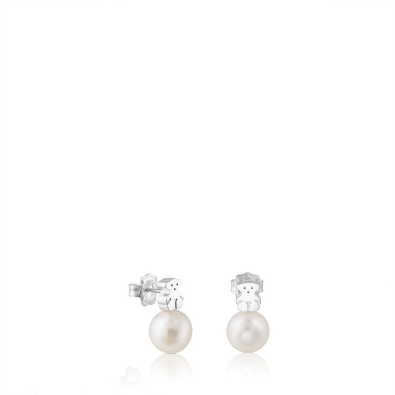 Pendientes TOUS Pearls Bear motif Sweet Dolls Mujer Plateados | 4682SXBVY