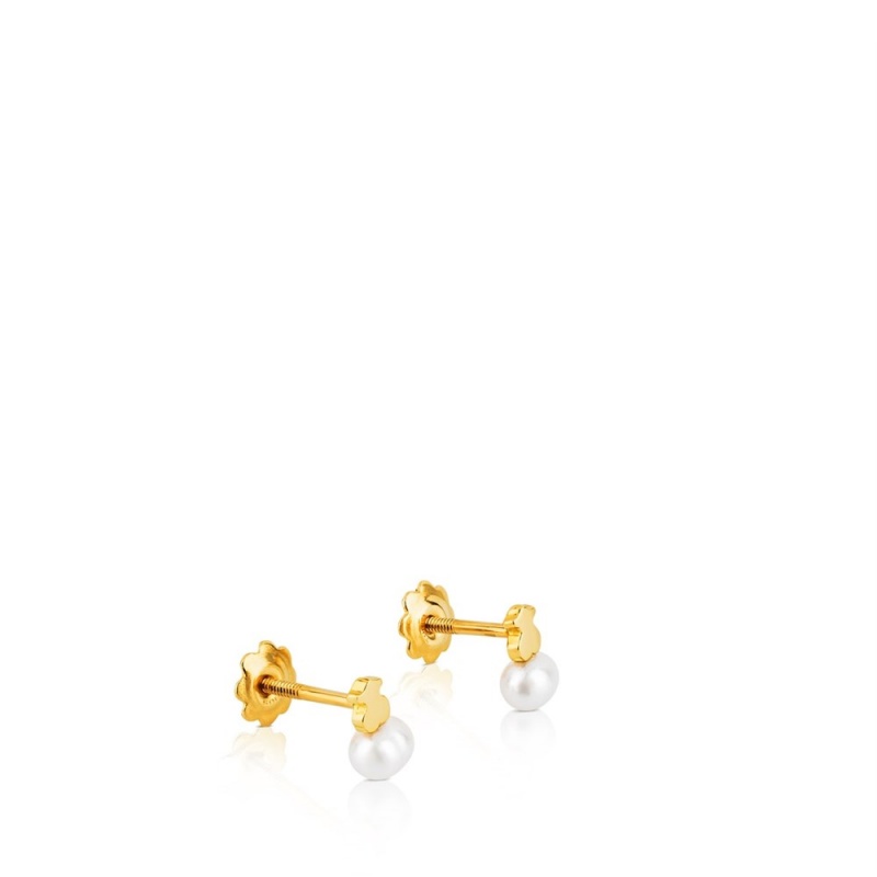 Pendientes TOUS Puppies with bear motif with a cultured pearl Mujer Dorados | 3056ZOEFC